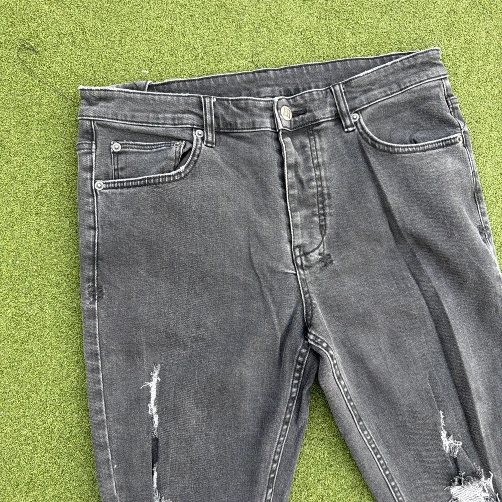 Ksubi Mens Black Chitch Black Blazed Distressed Skinny Size 34